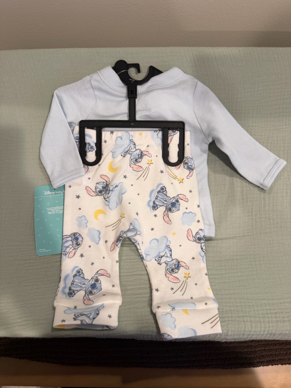 Disney Light Blue Stitch Hooded Two-Piece Set with Pastel Print - Picture 3 of 3